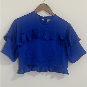 ASOS Blue Cropped Blouse, Size 16